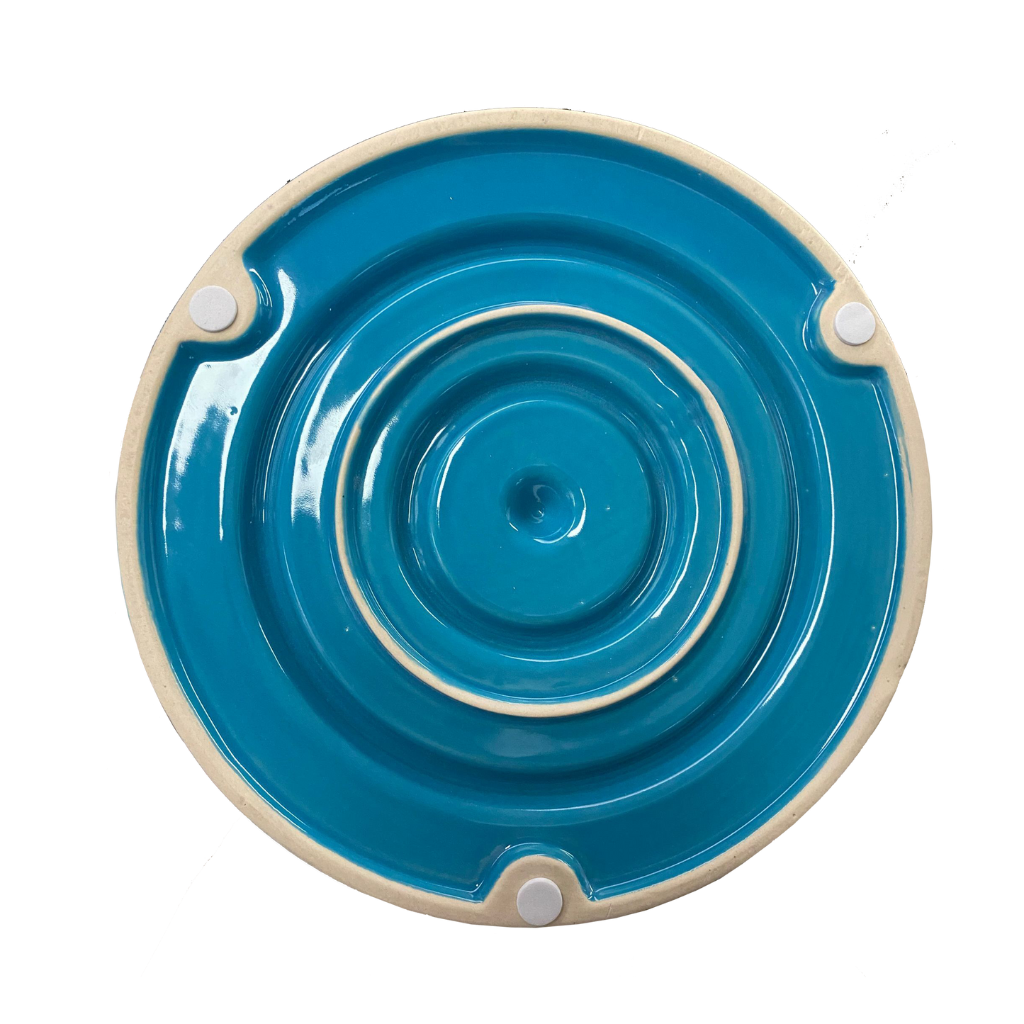 Pet Ceramic Slow Feeder Bowl - Blue/White