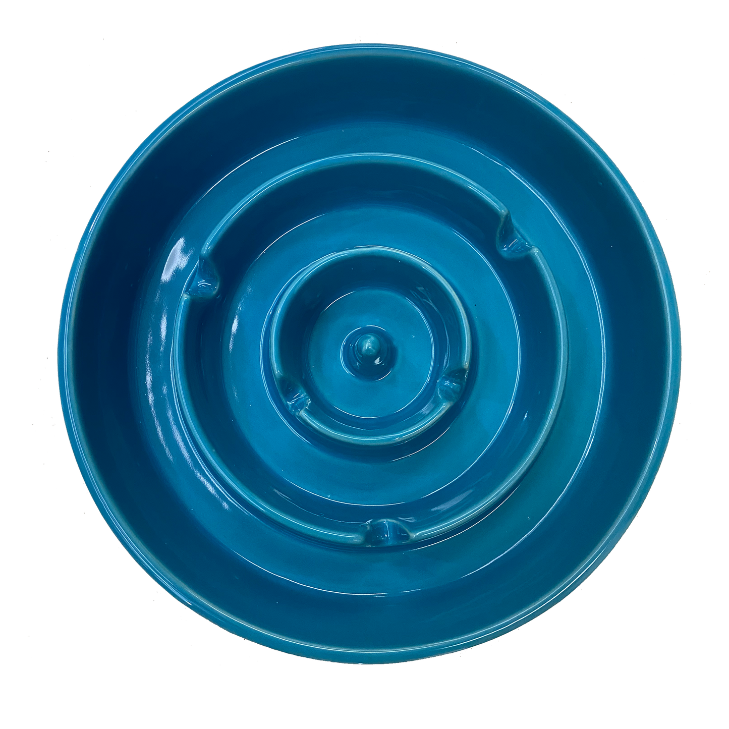 Pet Ceramic Slow Feeder Bowl - Blue/White