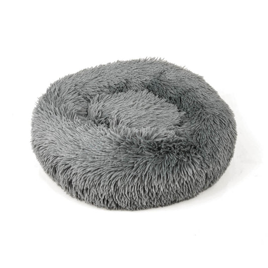 Donut Pet Bed - Gray Color, Raised Edges, Fluffy, Small Medium Large Sizes