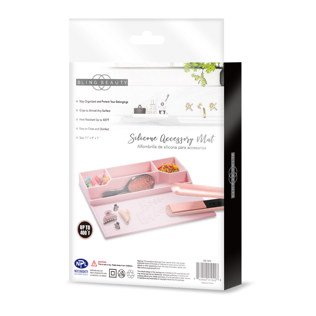 Bling Beauty Silicone Accessory Mat - Pink, Organizer Tray